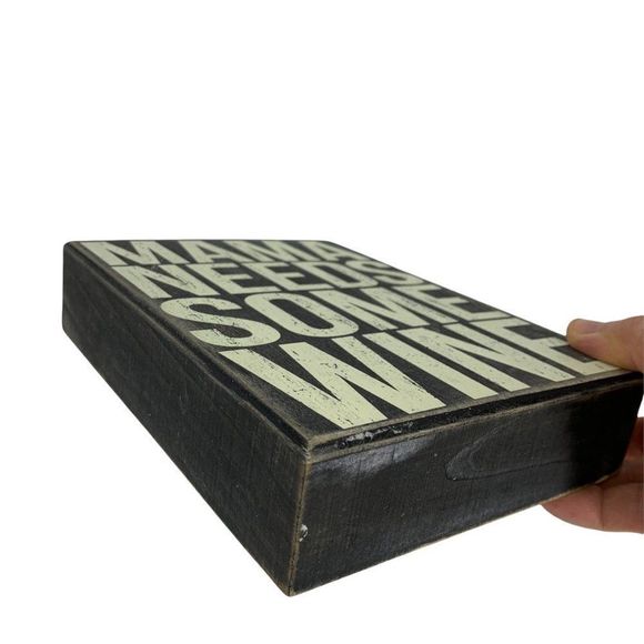 Wood Box Sign Message Momma Needs Wine Decor Home Humor Bar - Picture 3 of 9